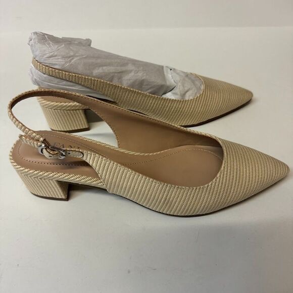 Alfani Womens 9.5 M Natural Raffia Pointed Toe Block Heel NIB XI9 - Picture 3 of 5